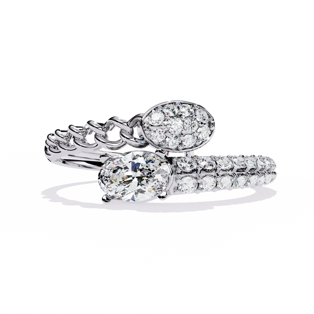 Modern Oval & Pavé Lab Grown Diamond Statement Ring