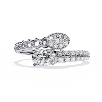 Anillo moderno con diamantes cultivados en laboratorio, ovalados y pavé