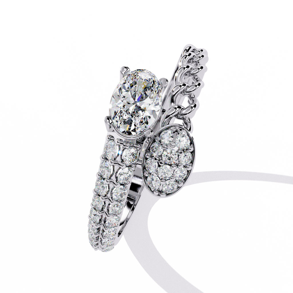 Modern Oval & Pavé Lab Grown Diamond Statement Ring