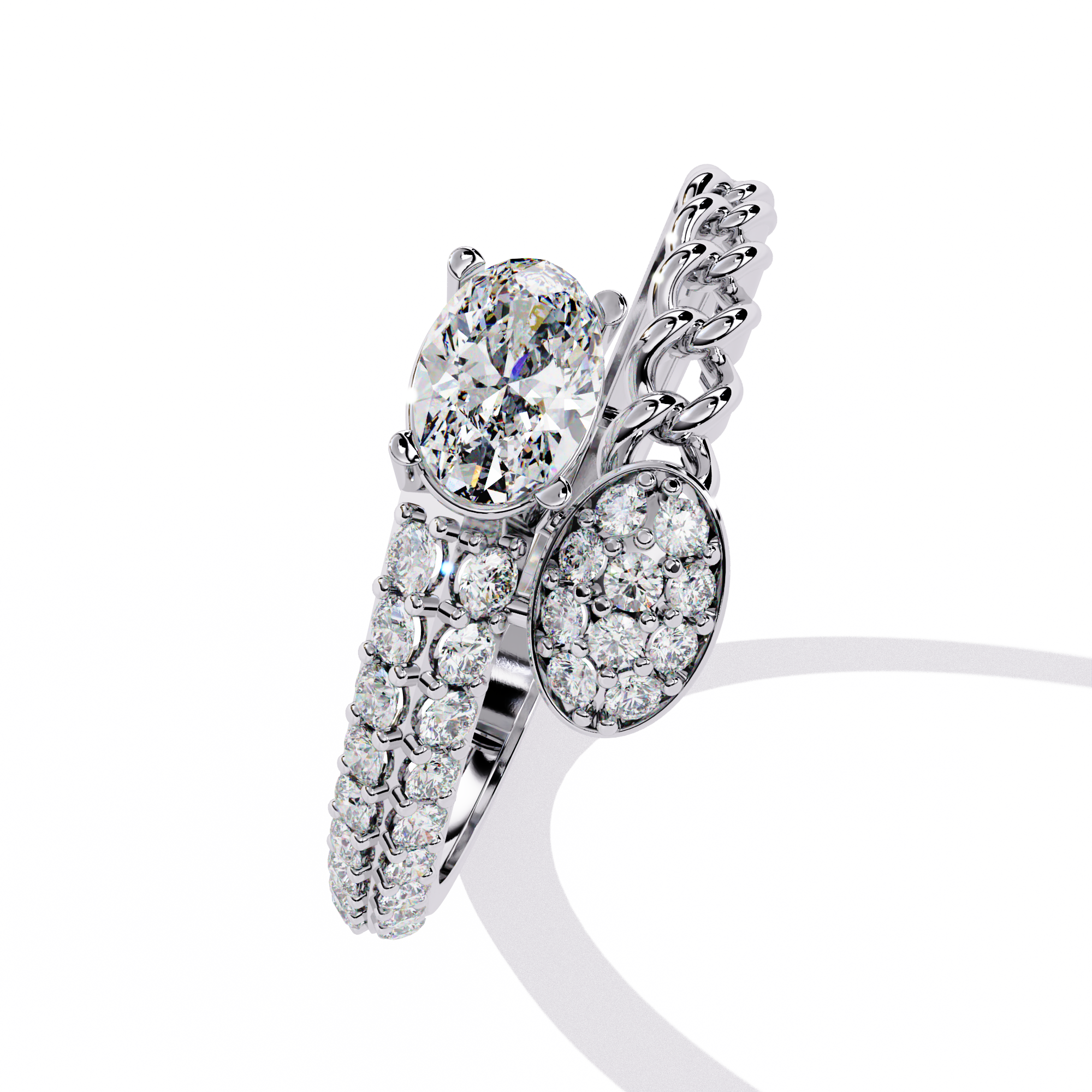Modern Oval & Pavé Lab Grown Diamond Statement Ring