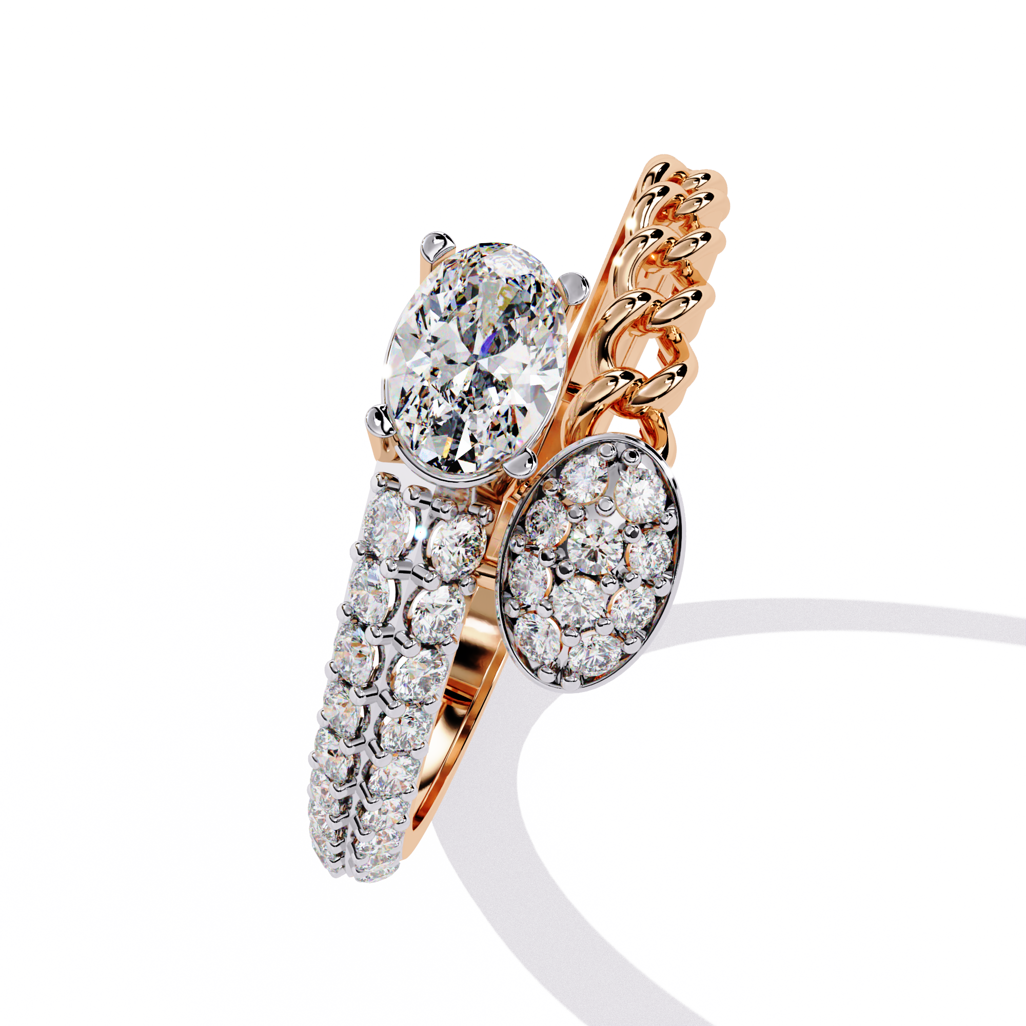 Modern Oval & Pavé Lab Grown Diamond Statement Ring