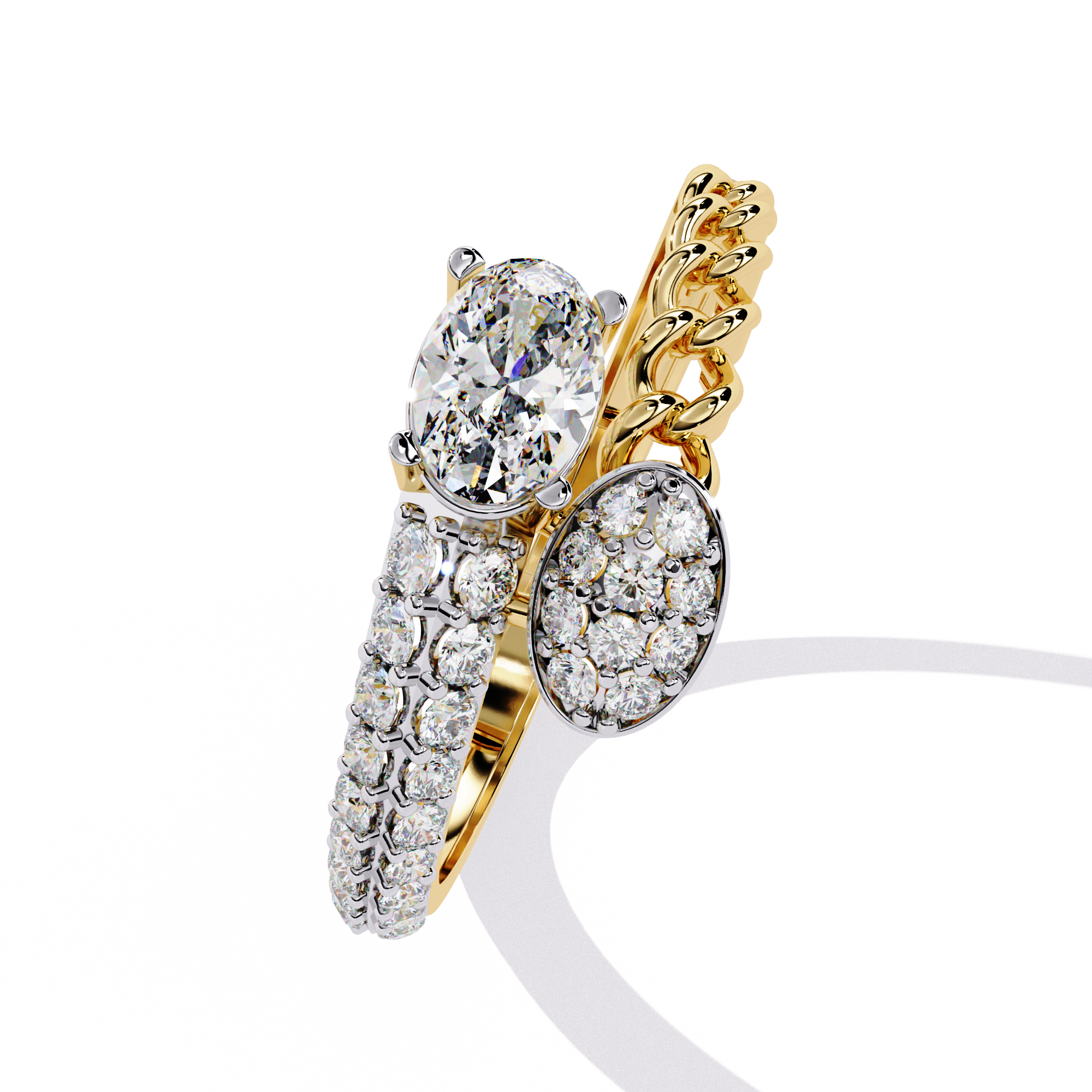 Modern Oval & Pavé Lab Grown Diamond Statement Ring