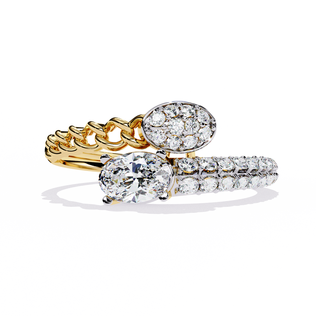 Modern Oval & Pavé Lab Grown Diamond Statement Ring