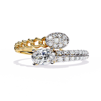Anillo moderno con diamantes cultivados en laboratorio, ovalados y pavé
