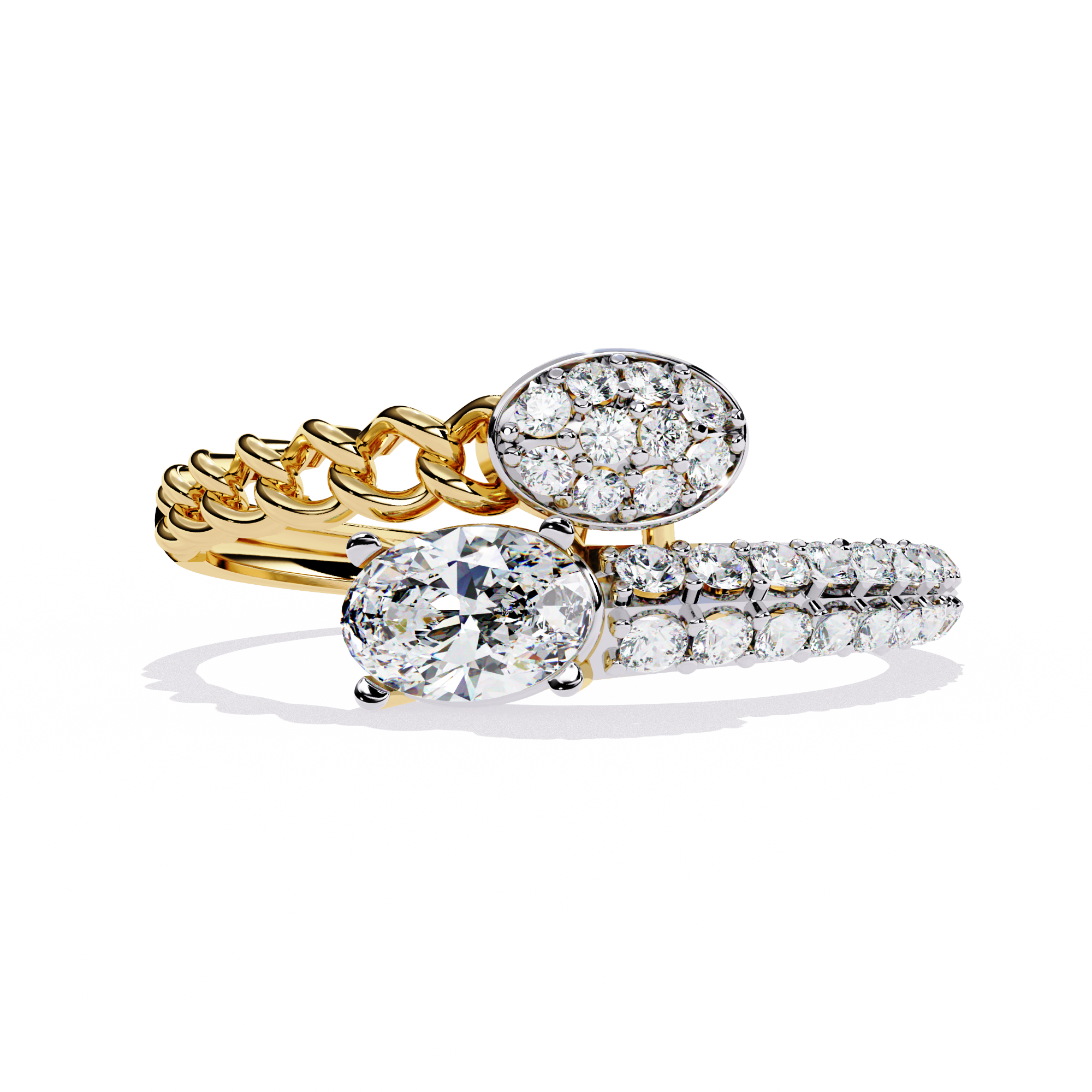 Modern Oval & Pavé Lab Grown Diamond Statement Ring