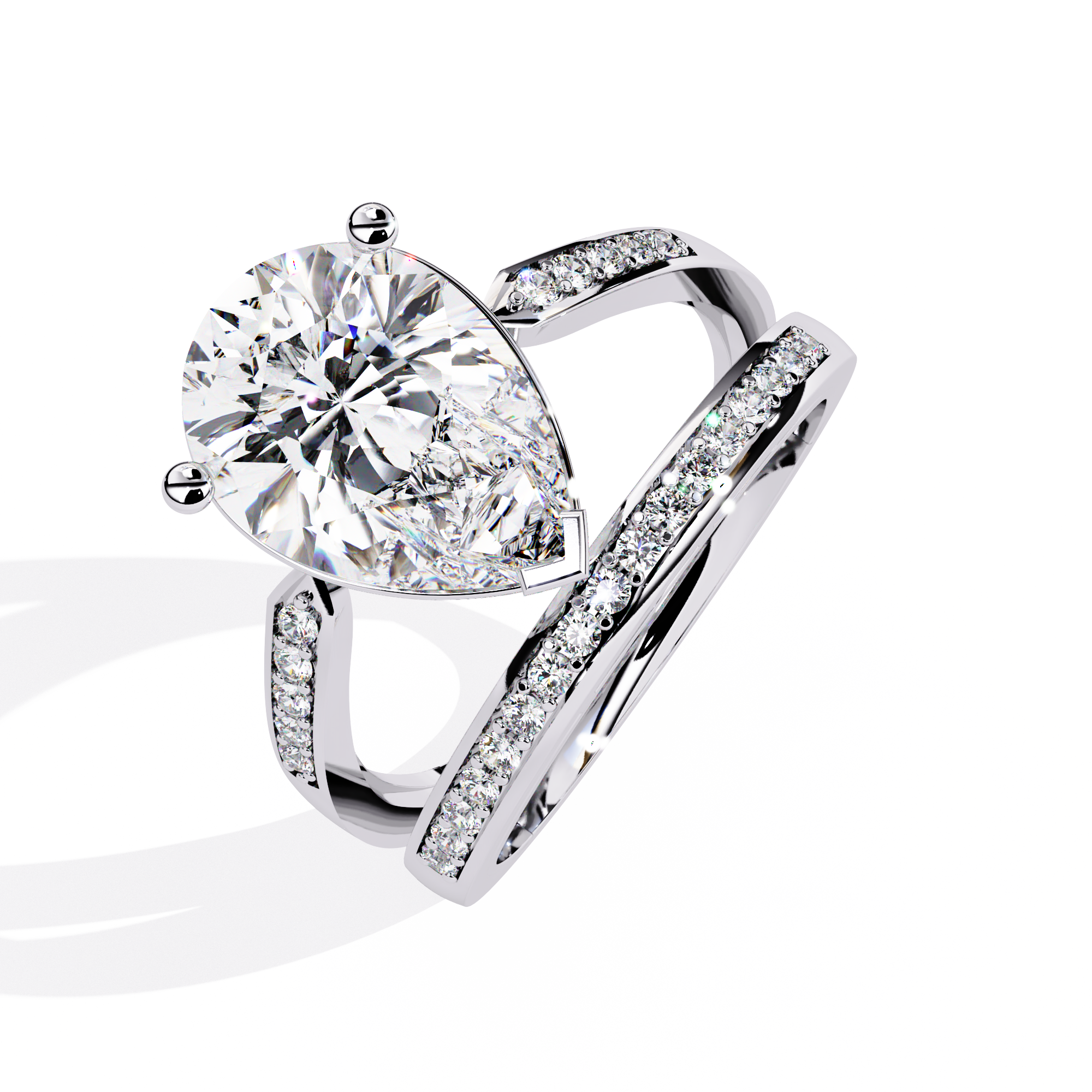 Majestic Pear-Cut Lab Grown Diamond Bridal Ring