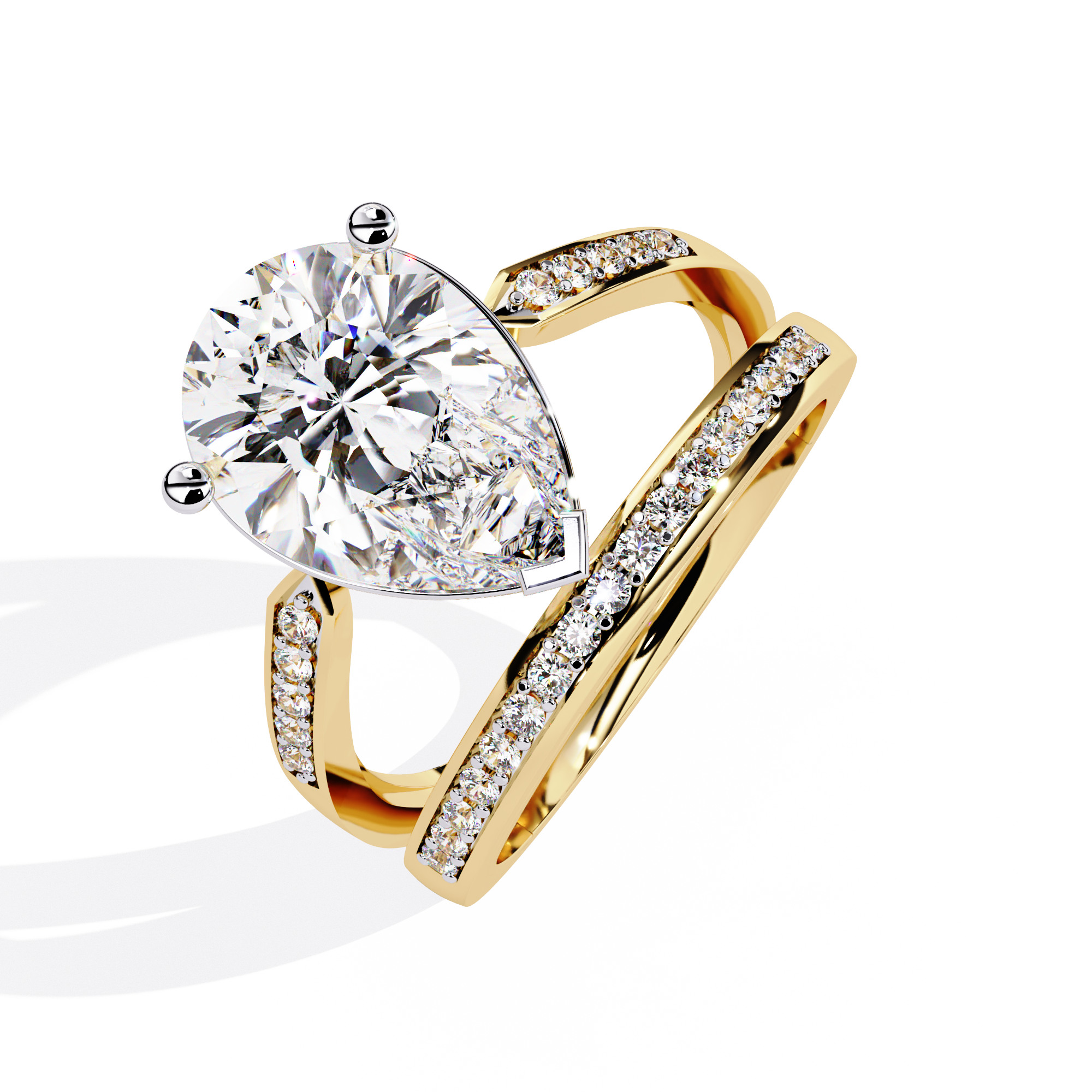 Majestic Pear-Cut Lab Grown Diamond Bridal Ring