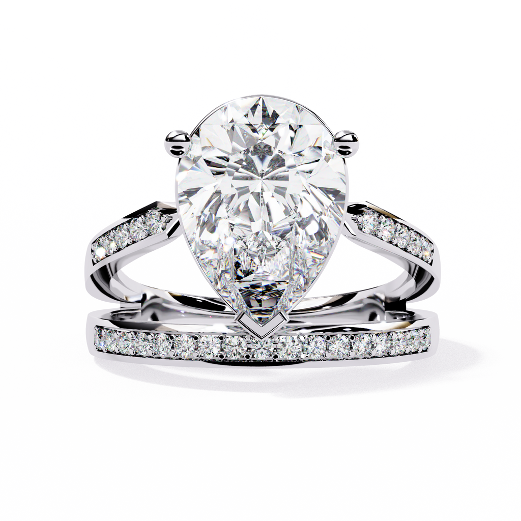 Majestic Pear-Cut Lab Grown Diamond Bridal Ring
