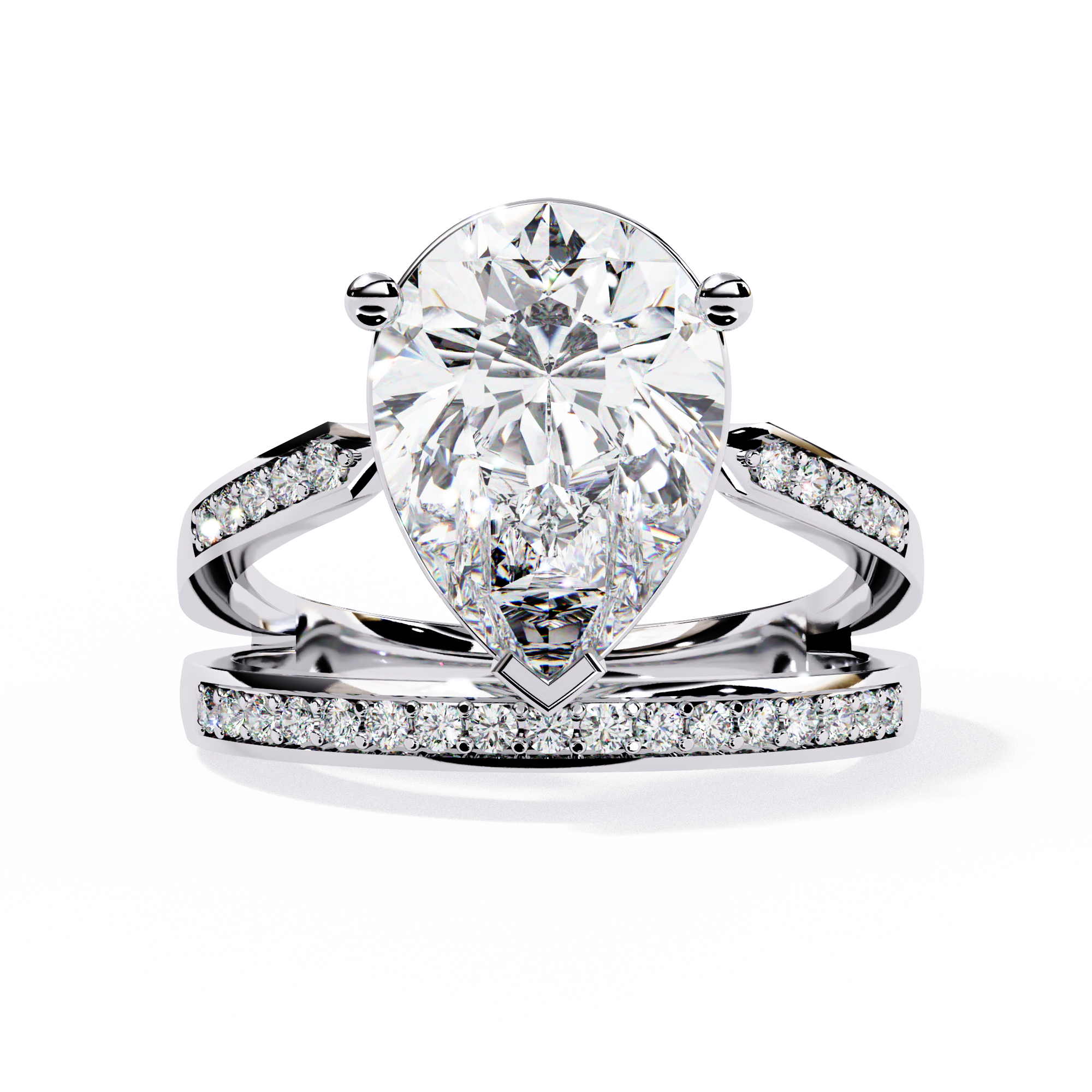 Majestic Pear-Cut Lab Grown Diamond Bridal Ring