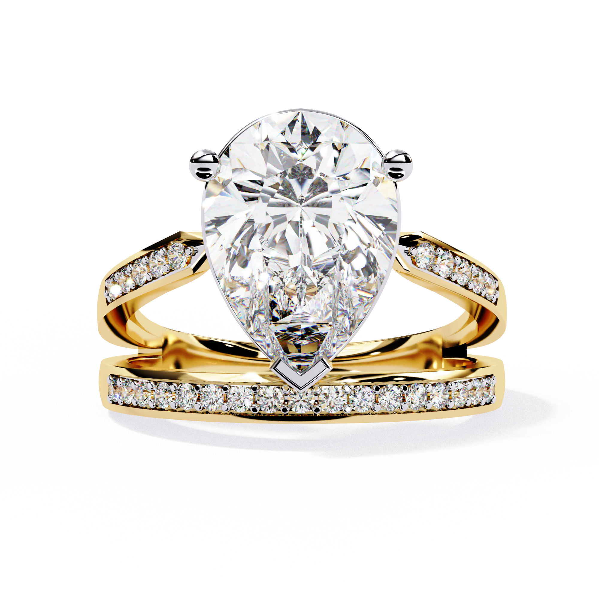 Majestic Pear-Cut Lab Grown Diamond Bridal Ring