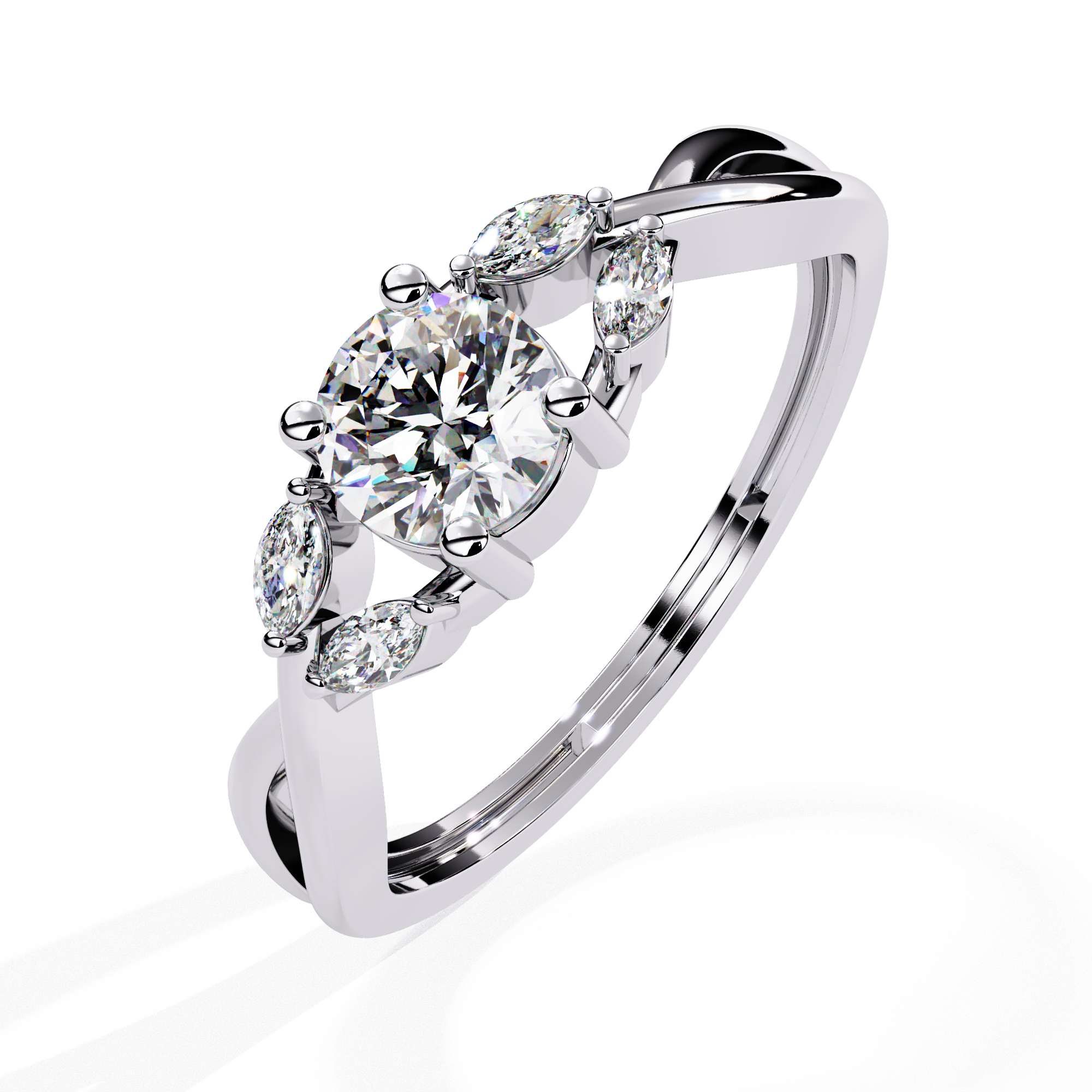 Twisted Vine Marquise Accent Lab Grown Diamond Ring