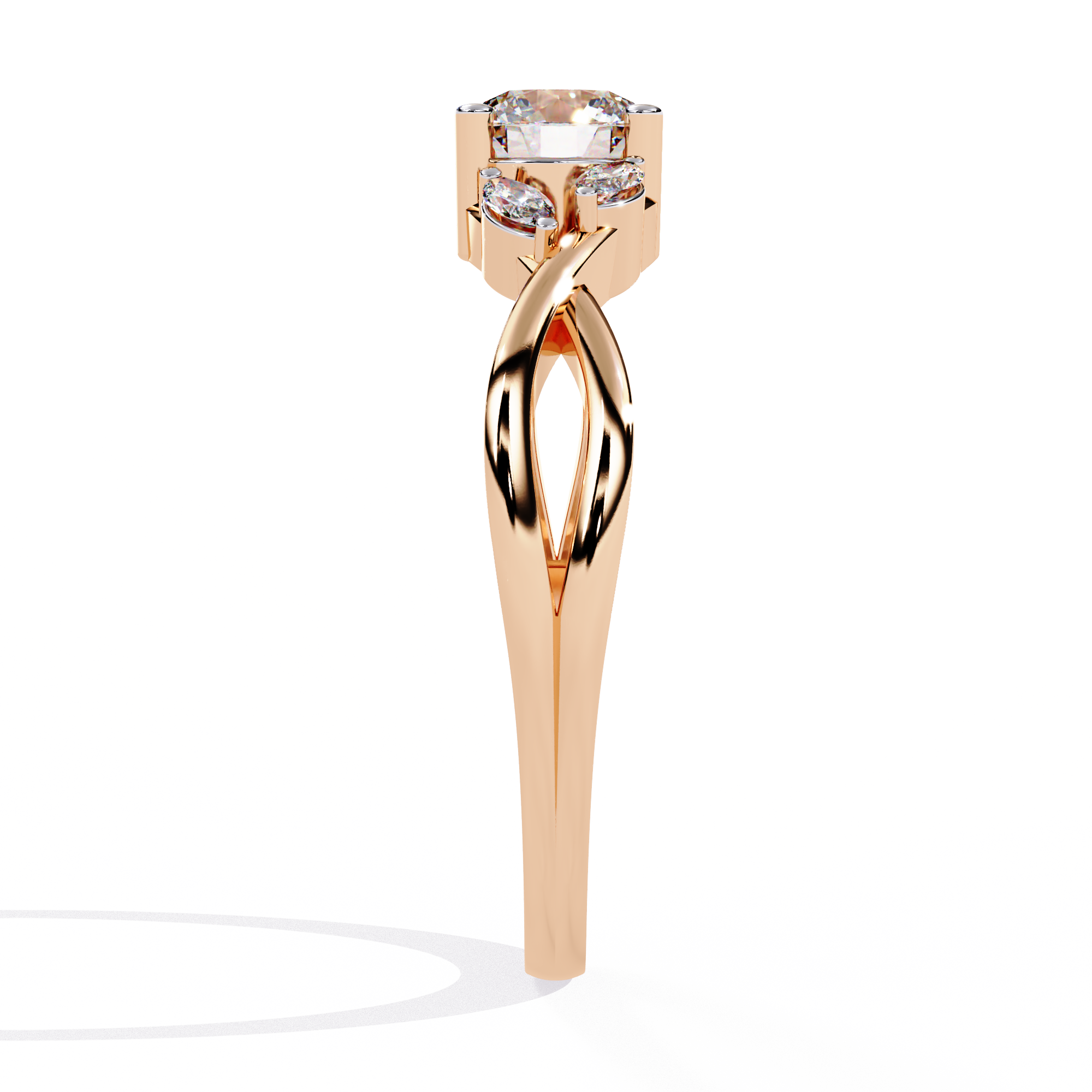 Twisted Vine Marquise Accent Lab Grown Diamond Ring