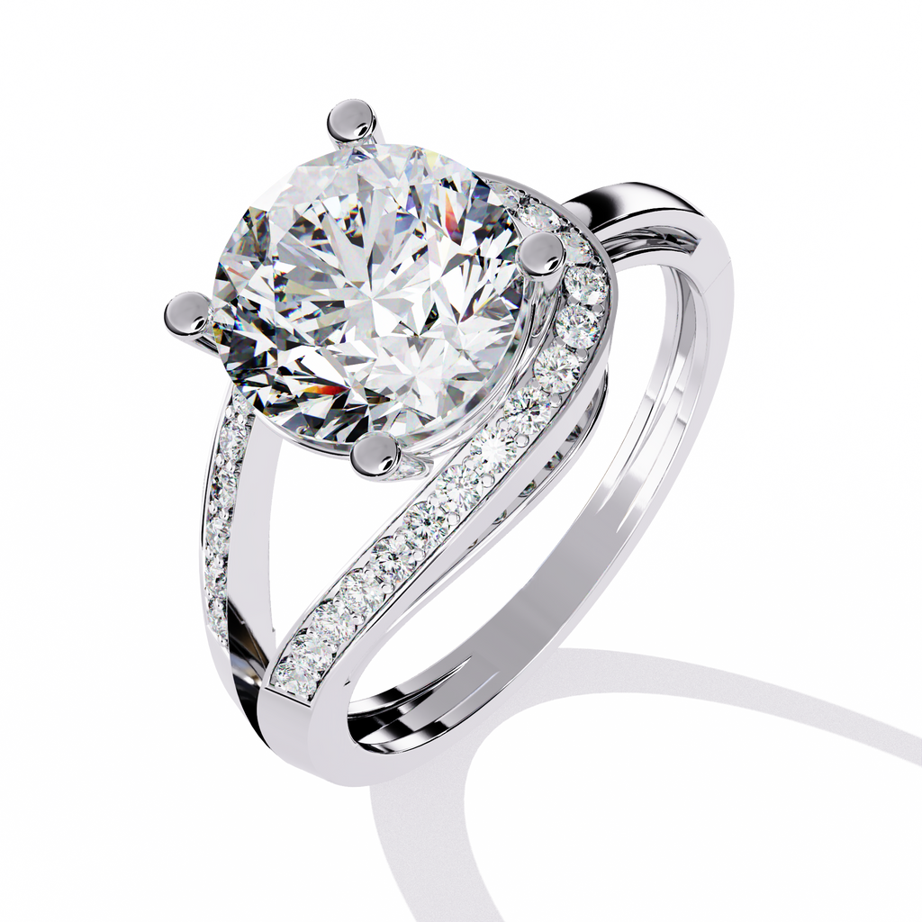 Modern Pear-Shaped Pavé Lab Grown Diamond Ring
