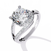 Modern Pear-Shaped Pavé Lab Grown Diamond Ring