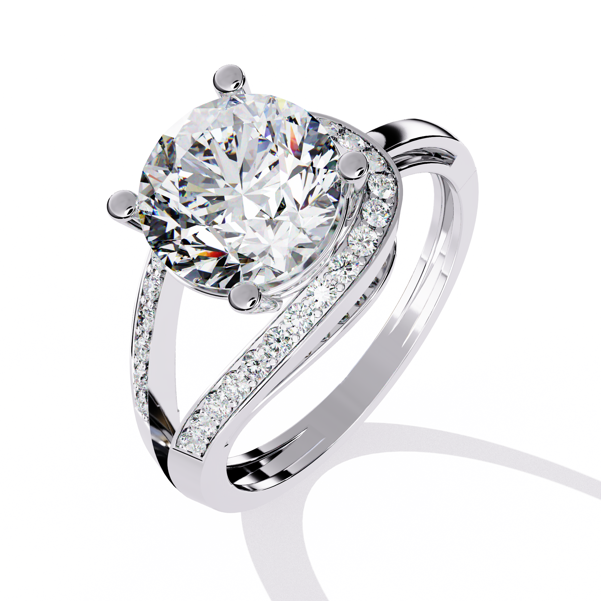 Modern Pear-Shaped Pavé Lab Grown Diamond Ring