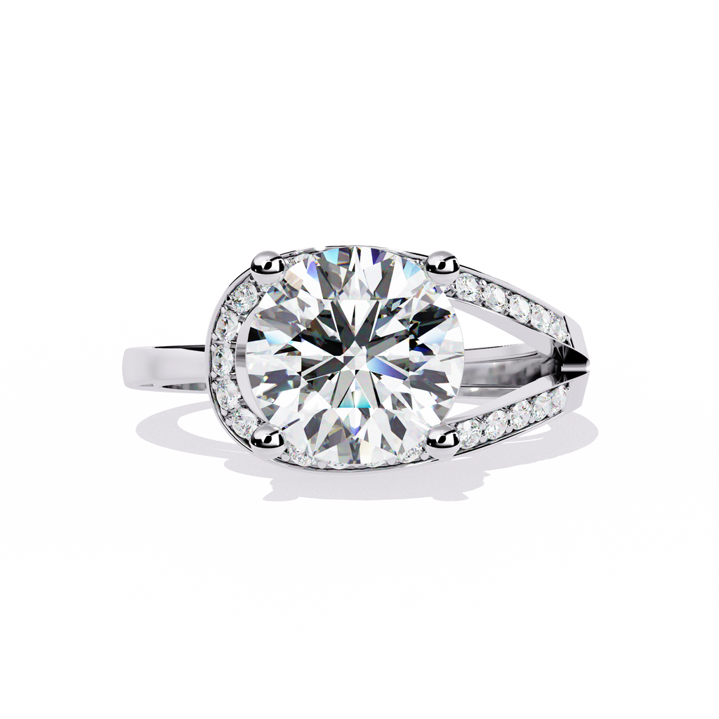 Modern Pear-Shaped Pavé Lab Grown Diamond Ring