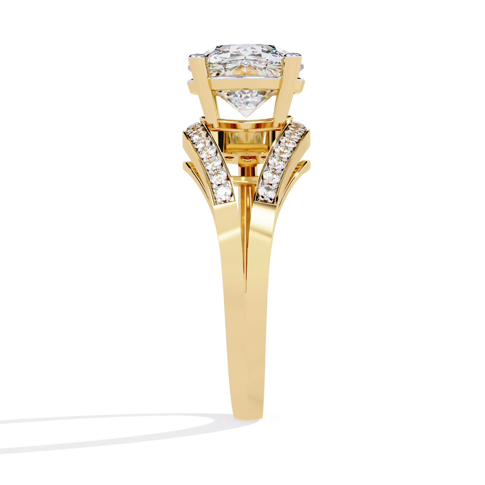 Modern Pear-Shaped Pavé Lab Grown Diamond Ring