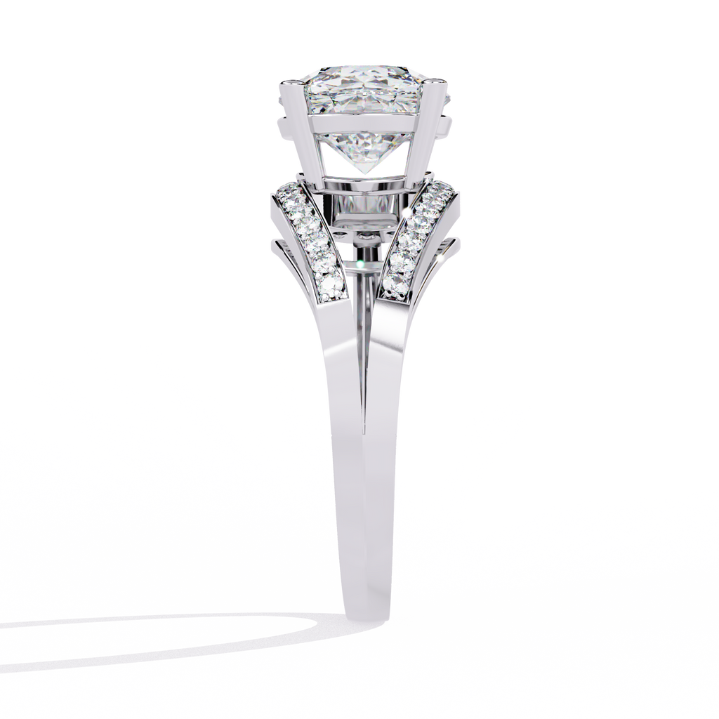 Modern Pear-Shaped Pavé Lab Grown Diamond Ring