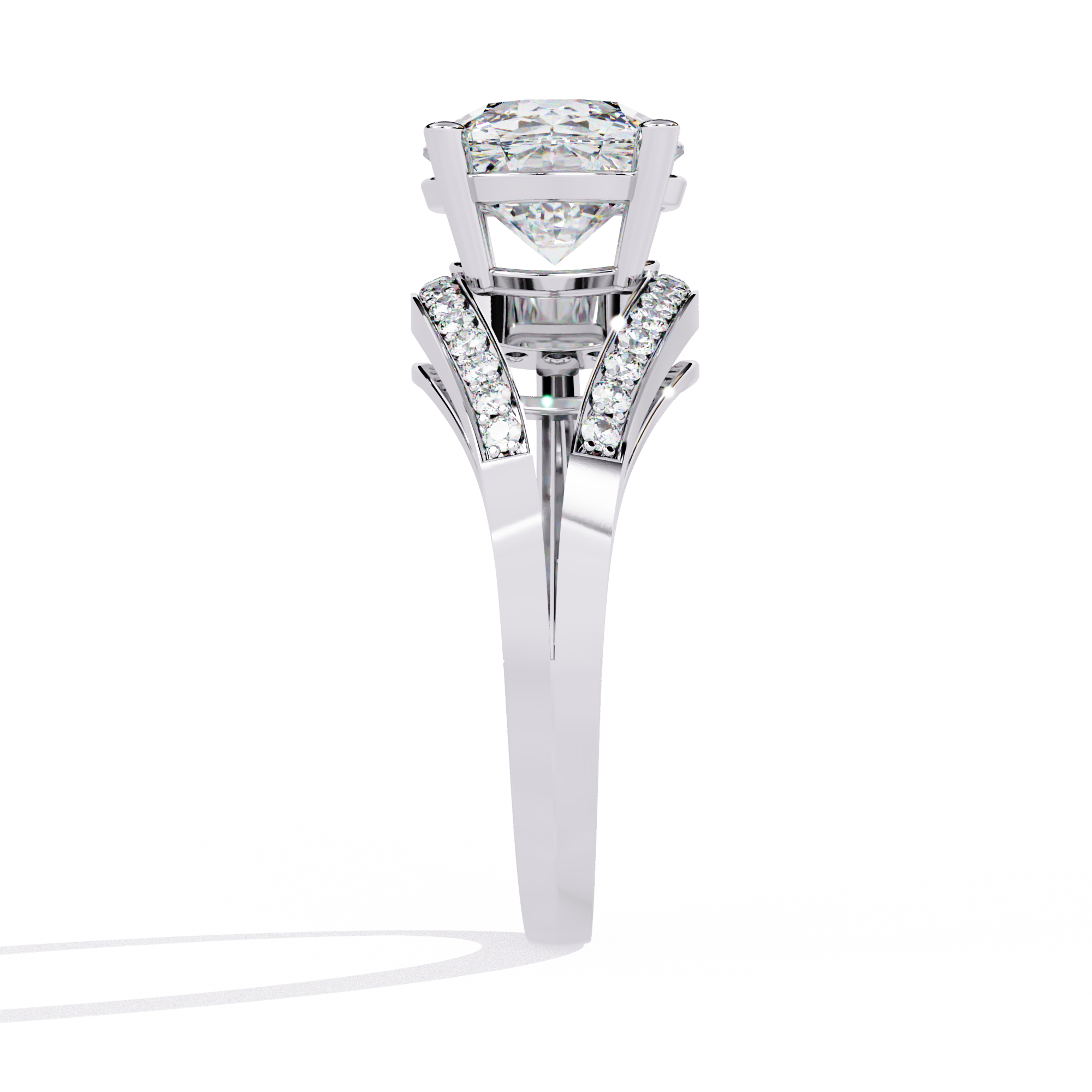 Modern Pear-Shaped Pavé Lab Grown Diamond Ring