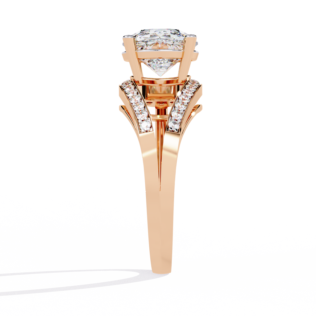 Modern Pear-Shaped Pavé Lab Grown Diamond Ring