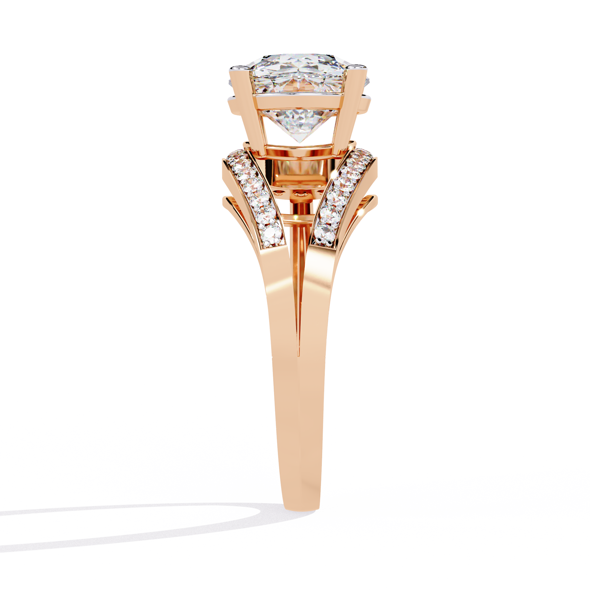 Modern Pear-Shaped Pavé Lab Grown Diamond Ring