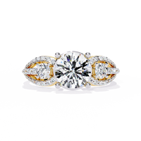 Elegant Three-Stone Halo Lab Grown Diamond Ring