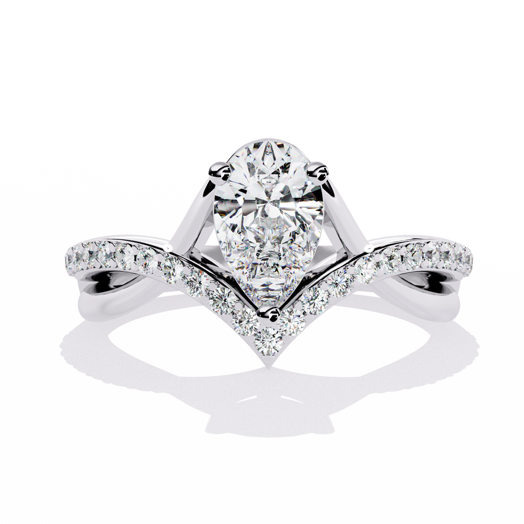Chevron Pear-Cut Lab Grown Diamond Ring