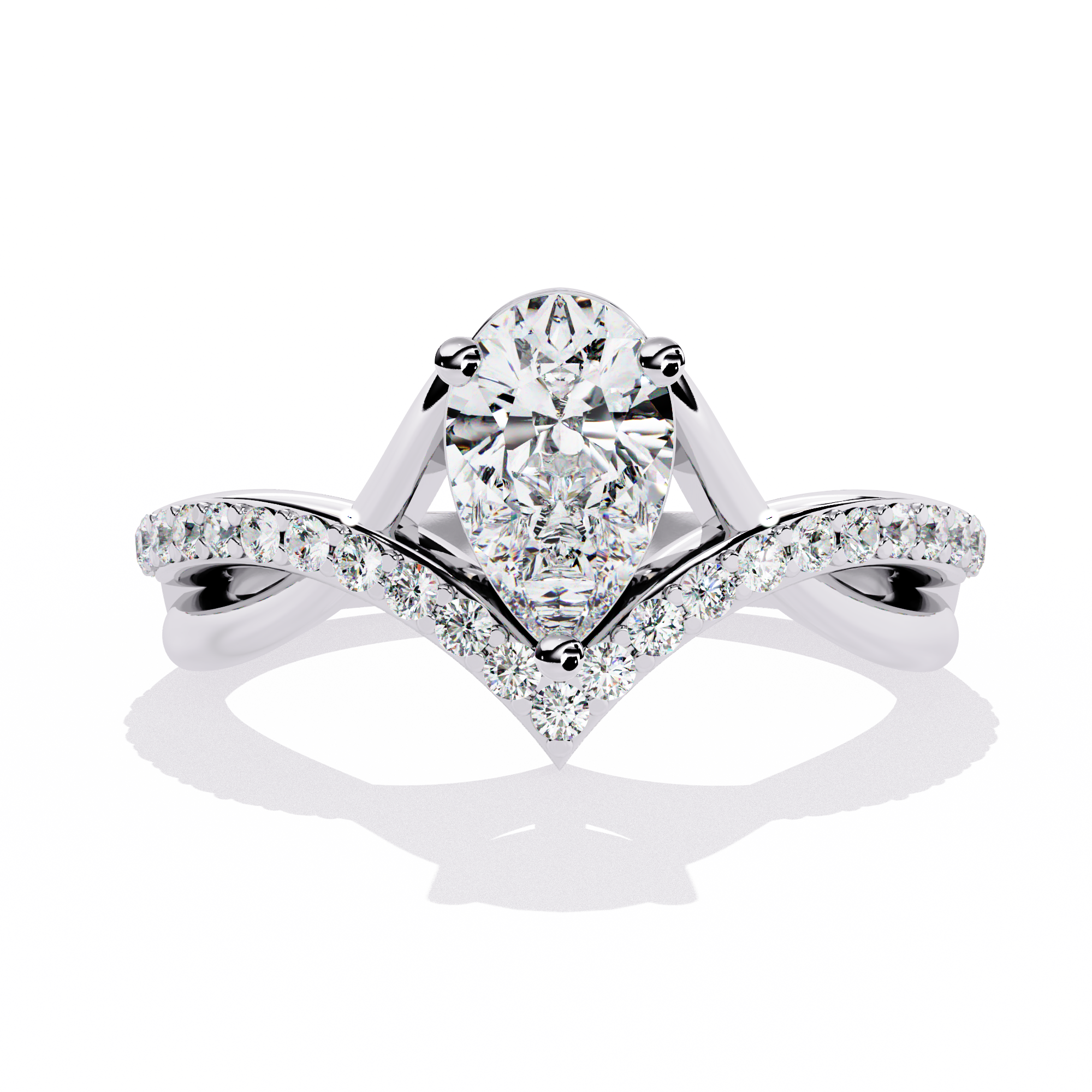 Chevron Pear-Cut Lab Grown Diamond Ring