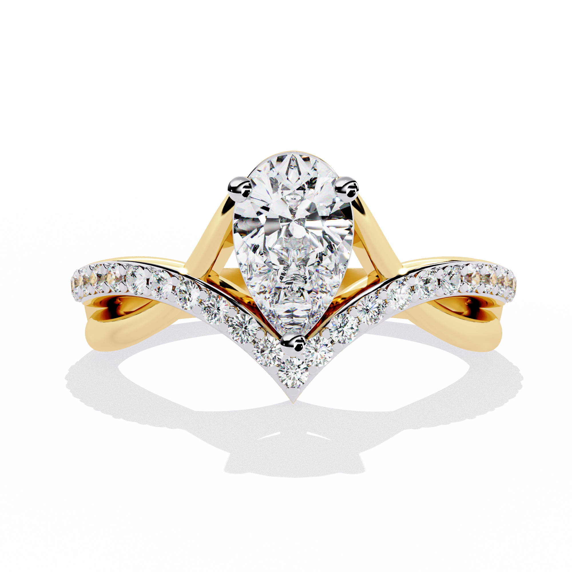 Chevron Pear-Cut Lab Grown Diamond Ring