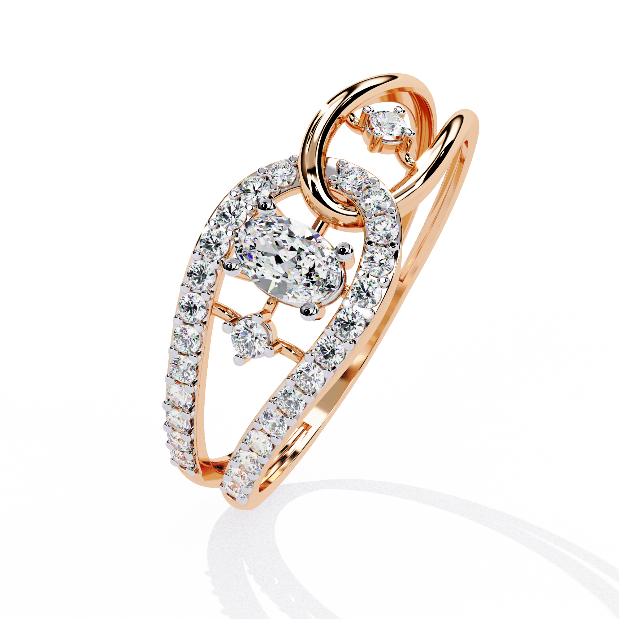 Oval-Cut Open-Link Lab Grown Diamond Ring