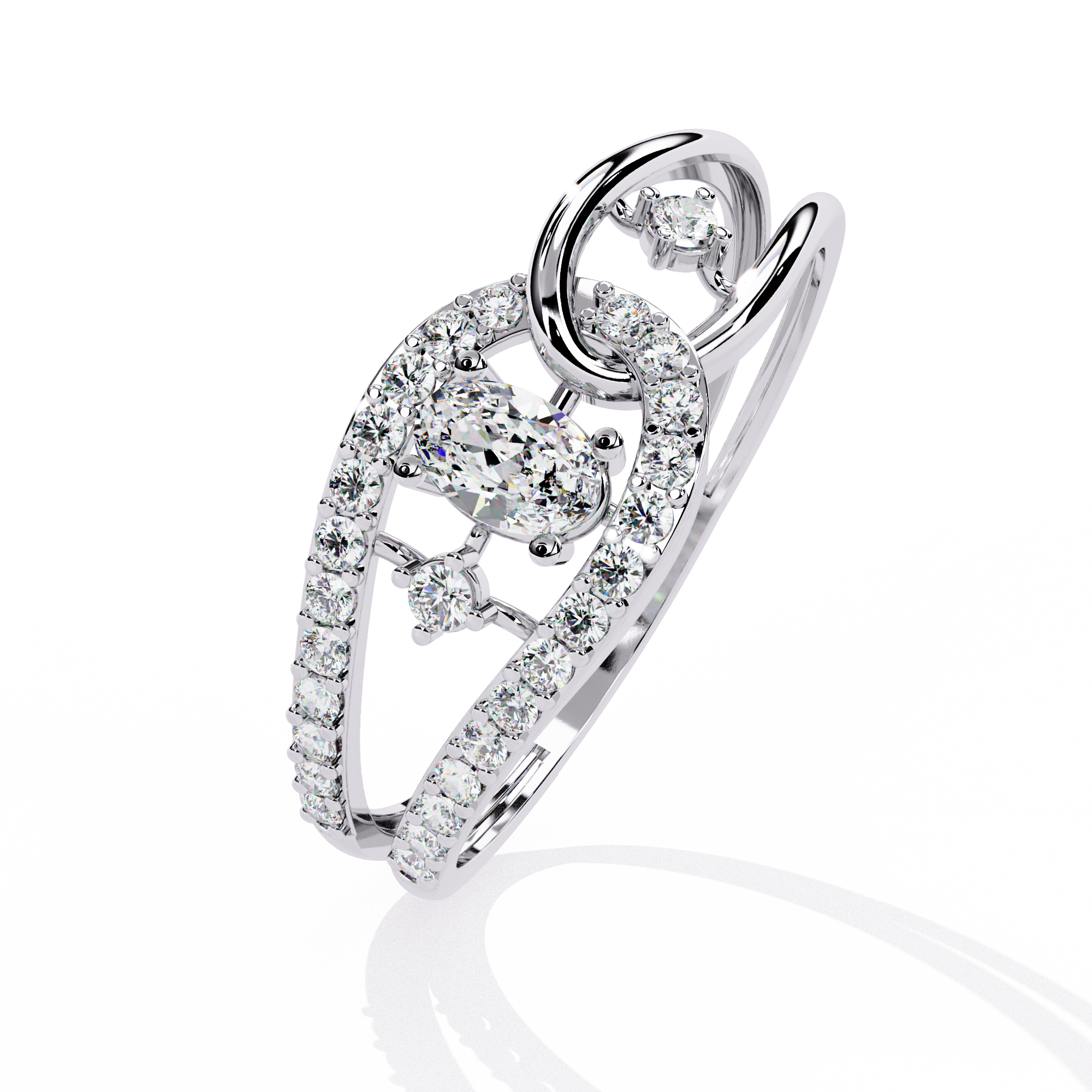 Oval-Cut Open-Link Lab Grown Diamond Ring