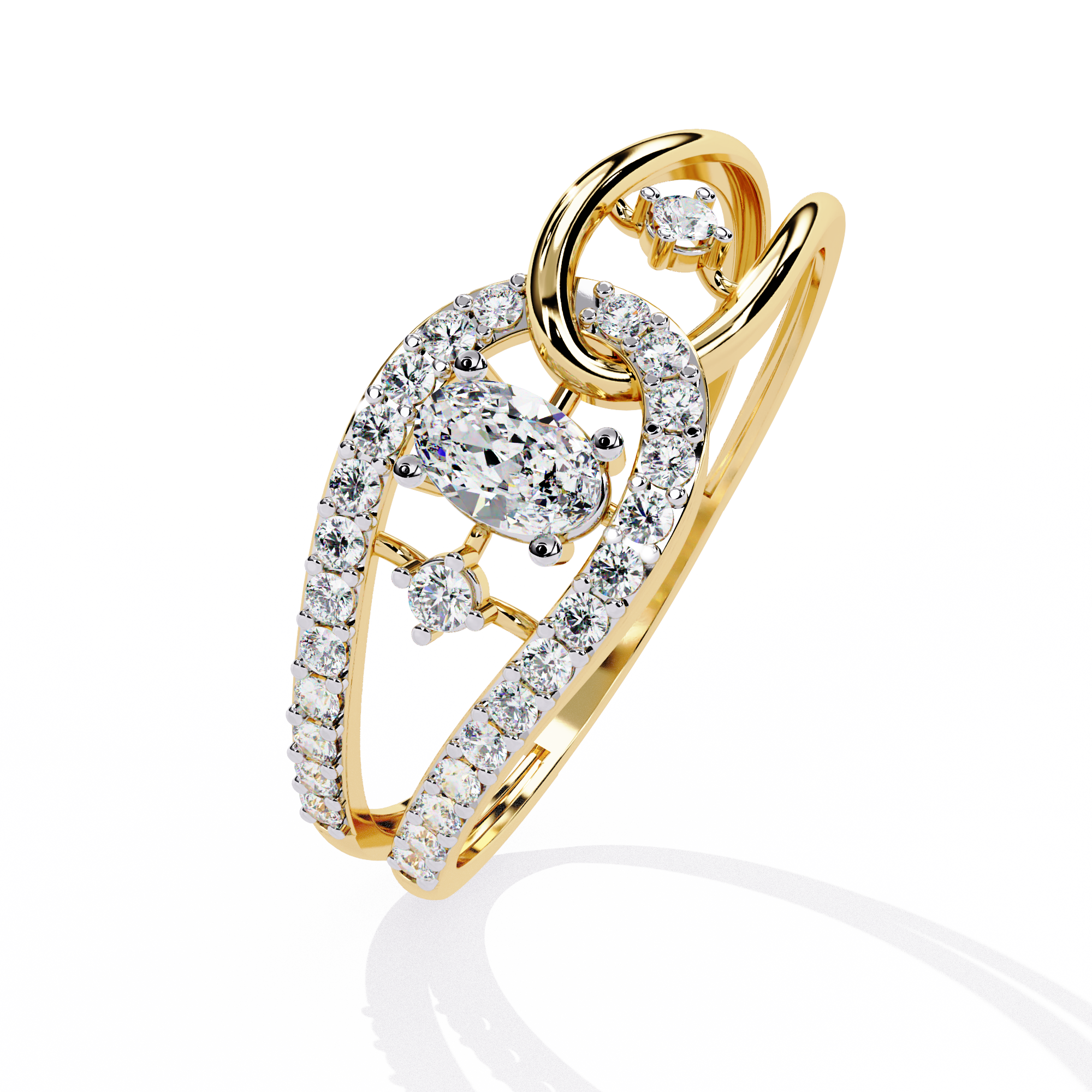 Oval-Cut Open-Link Lab Grown Diamond Ring