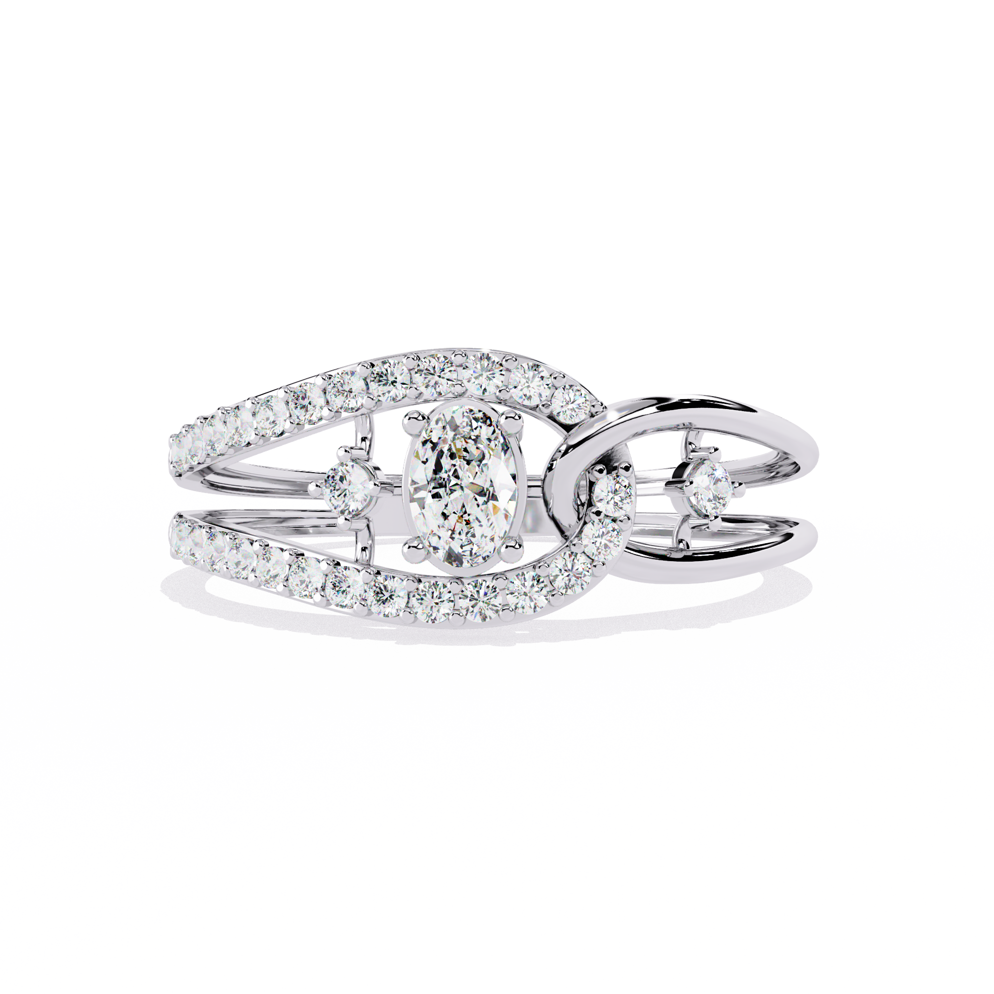 Oval-Cut Open-Link Lab Grown Diamond Ring