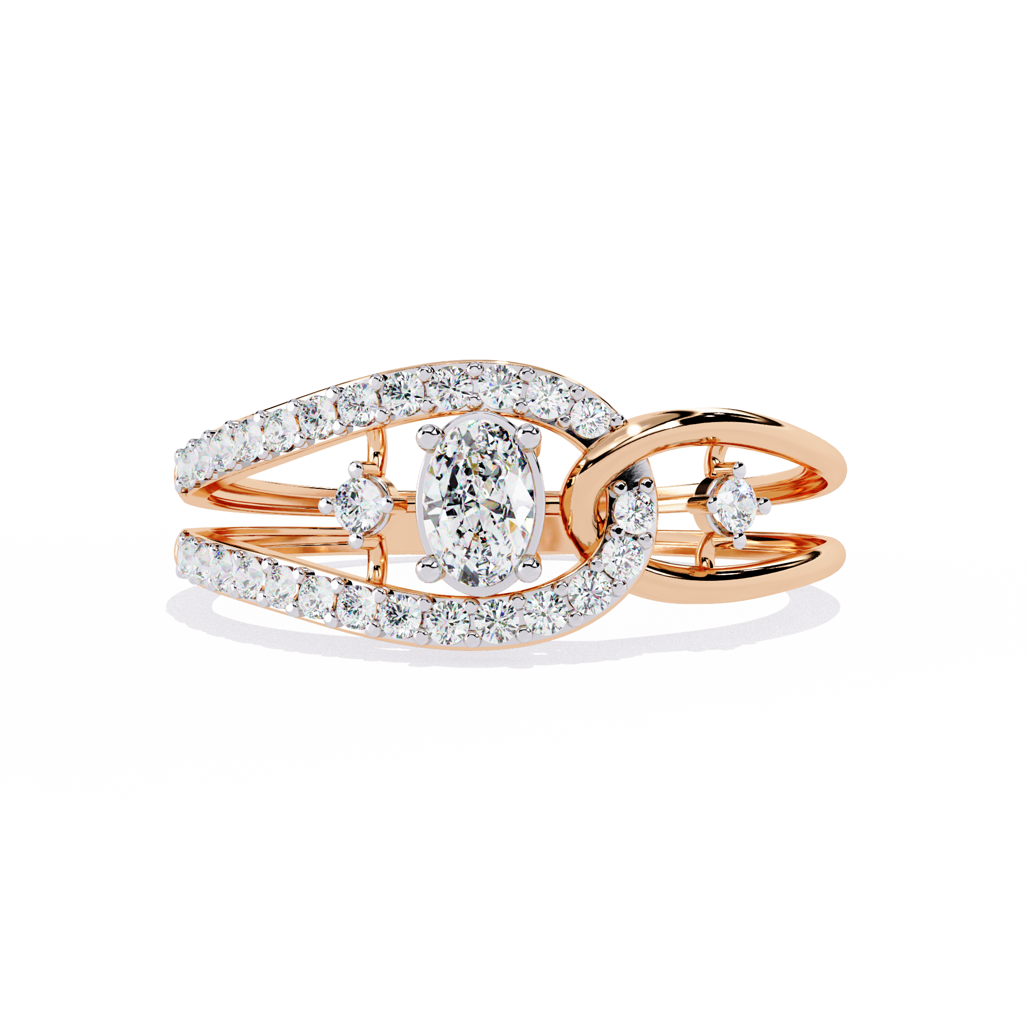 Oval-Cut Open-Link Lab Grown Diamond Ring