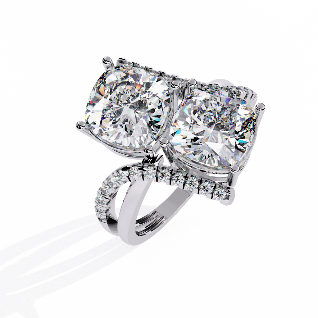 Dual Cushion-Cut Lab Grown Diamond Bypass Ring