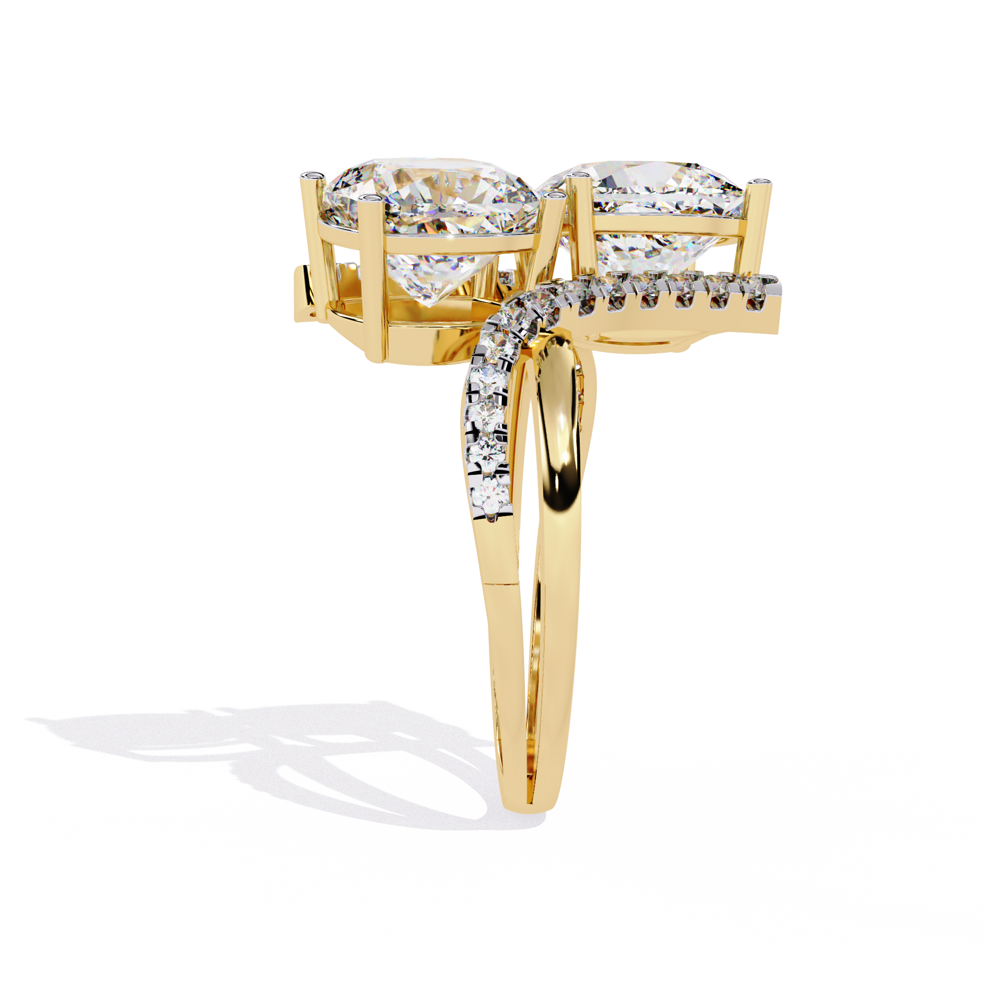 Dual Cushion-Cut Lab Grown Diamond Bypass Ring