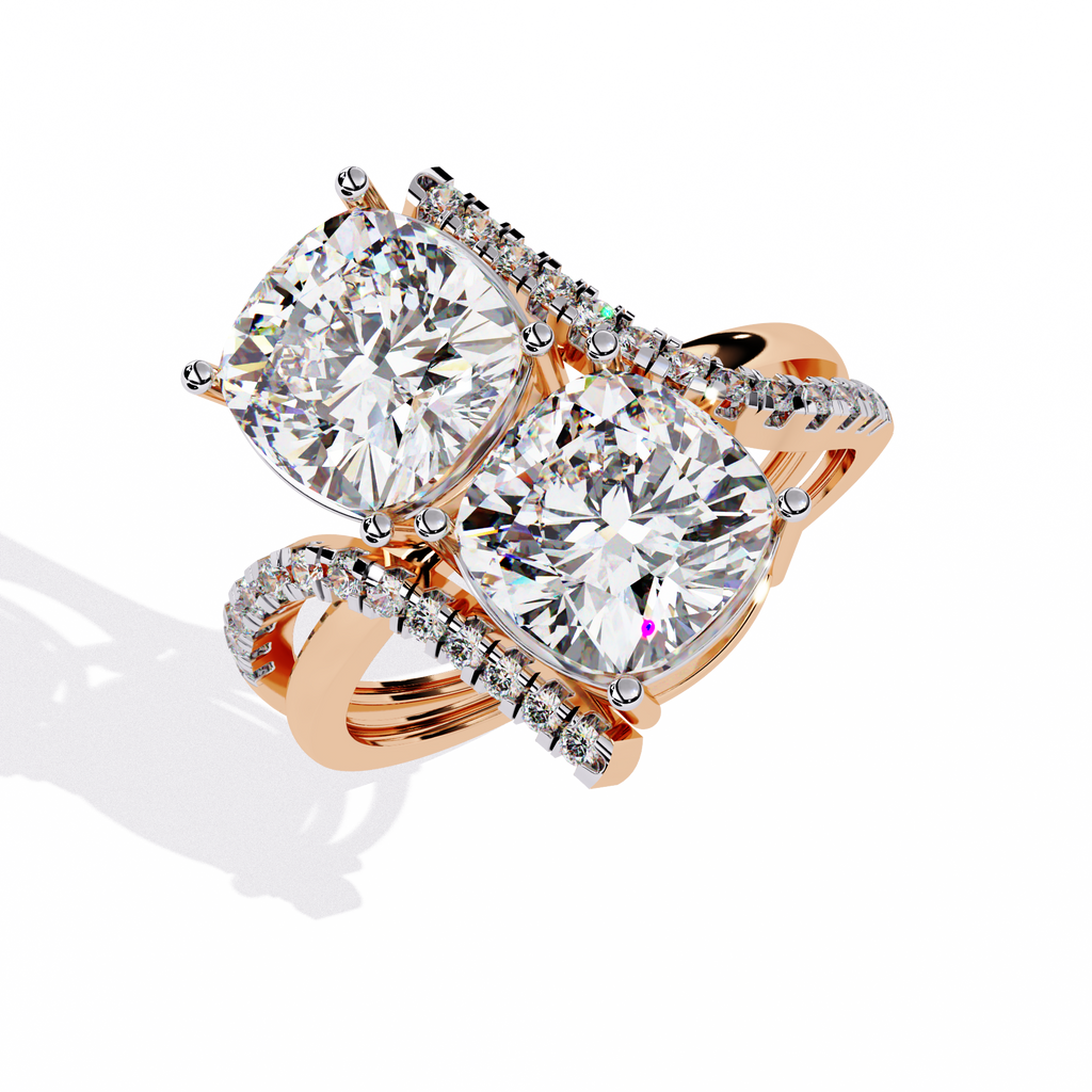 Dual Cushion-Cut Lab Grown Diamond Bypass Ring