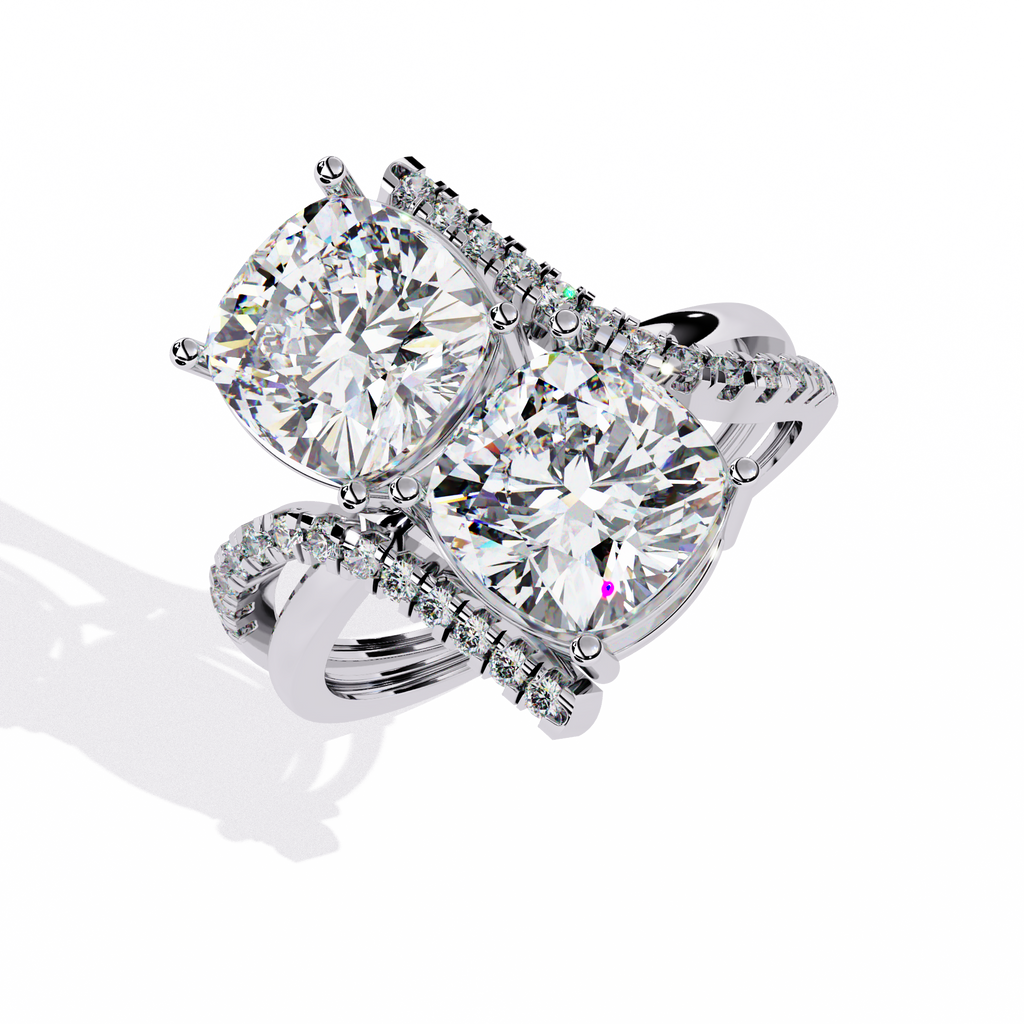 Dual Cushion-Cut Lab Grown Diamond Bypass Ring