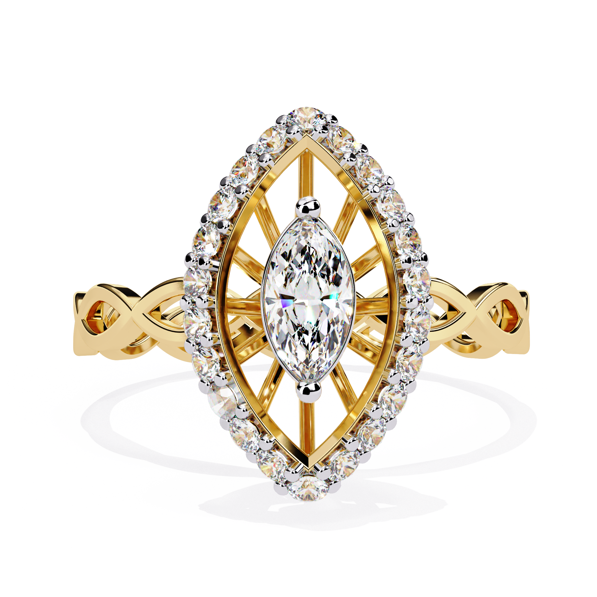 Vintage Marquise Halo Lab Grown Diamond Ring