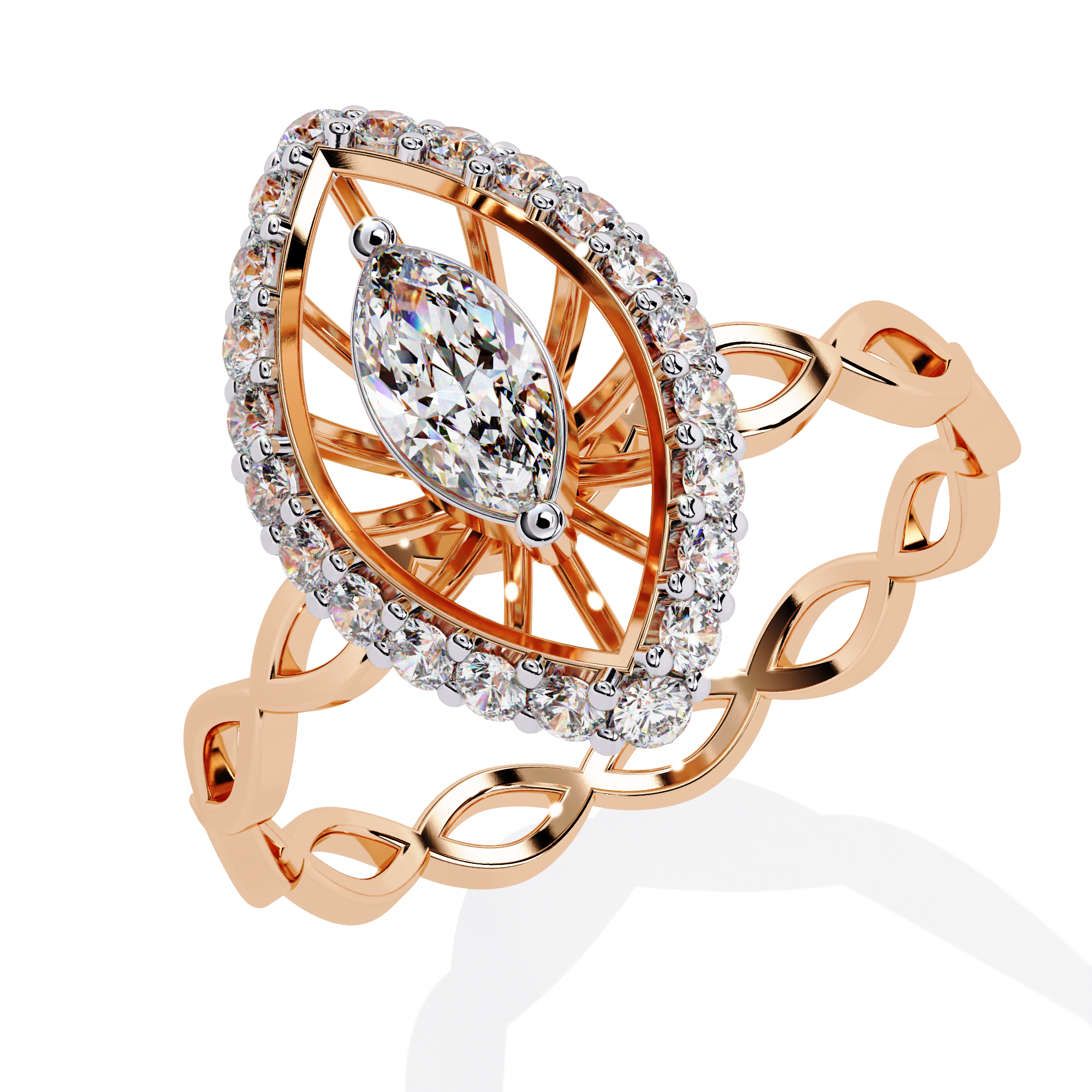 Vintage Marquise Halo Lab Grown Diamond Ring