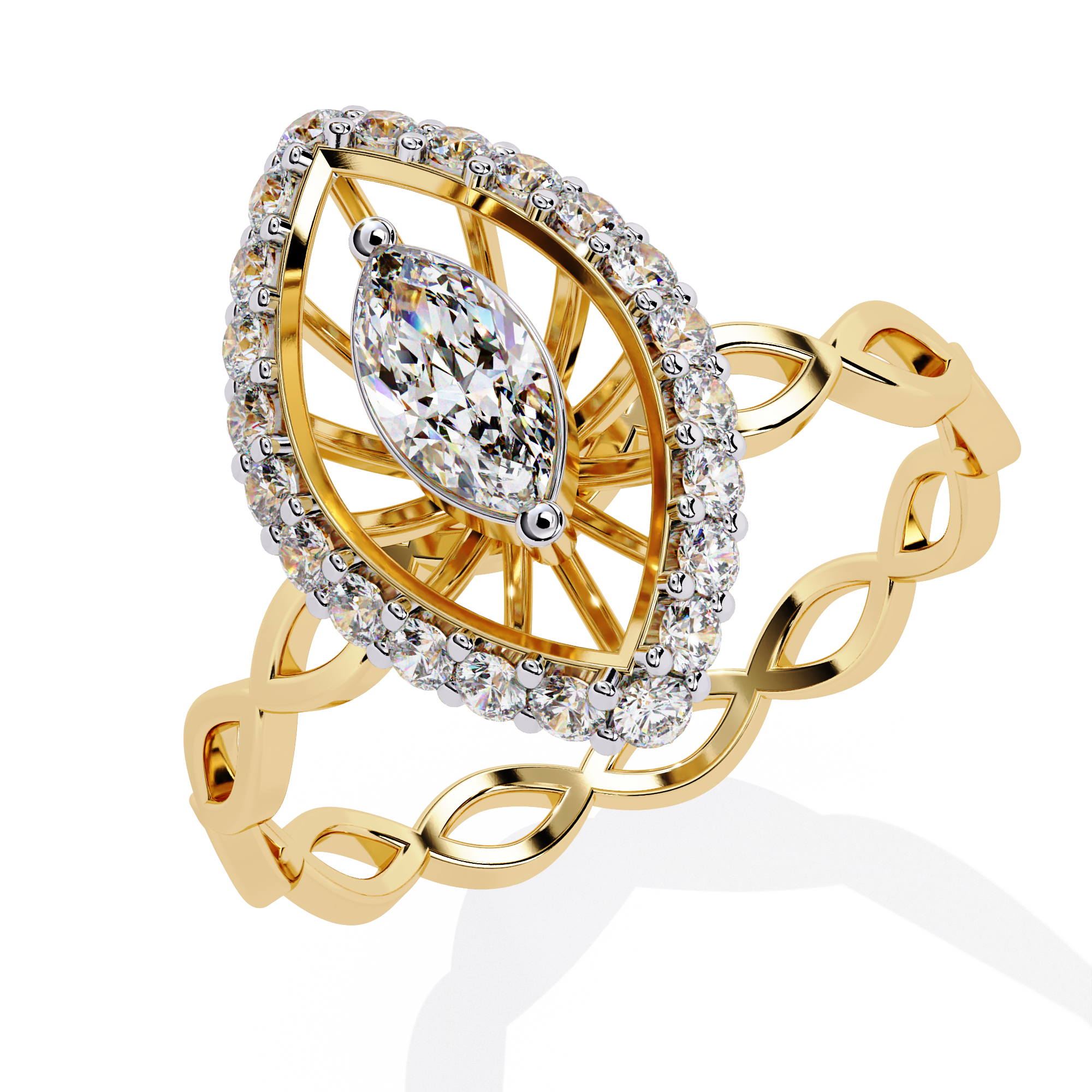 Vintage Marquise Halo Lab Grown Diamond Ring