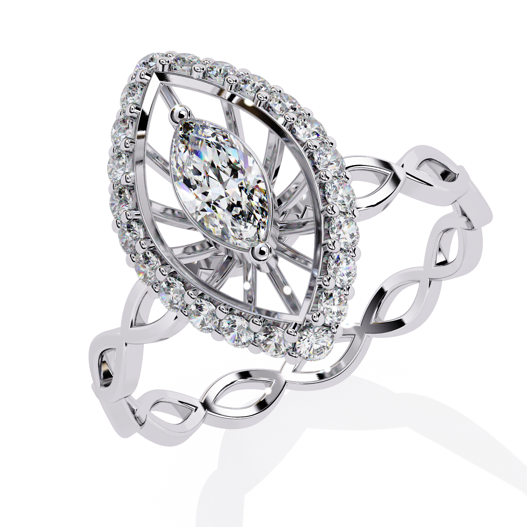 Vintage Marquise Halo Lab Grown Diamond Ring