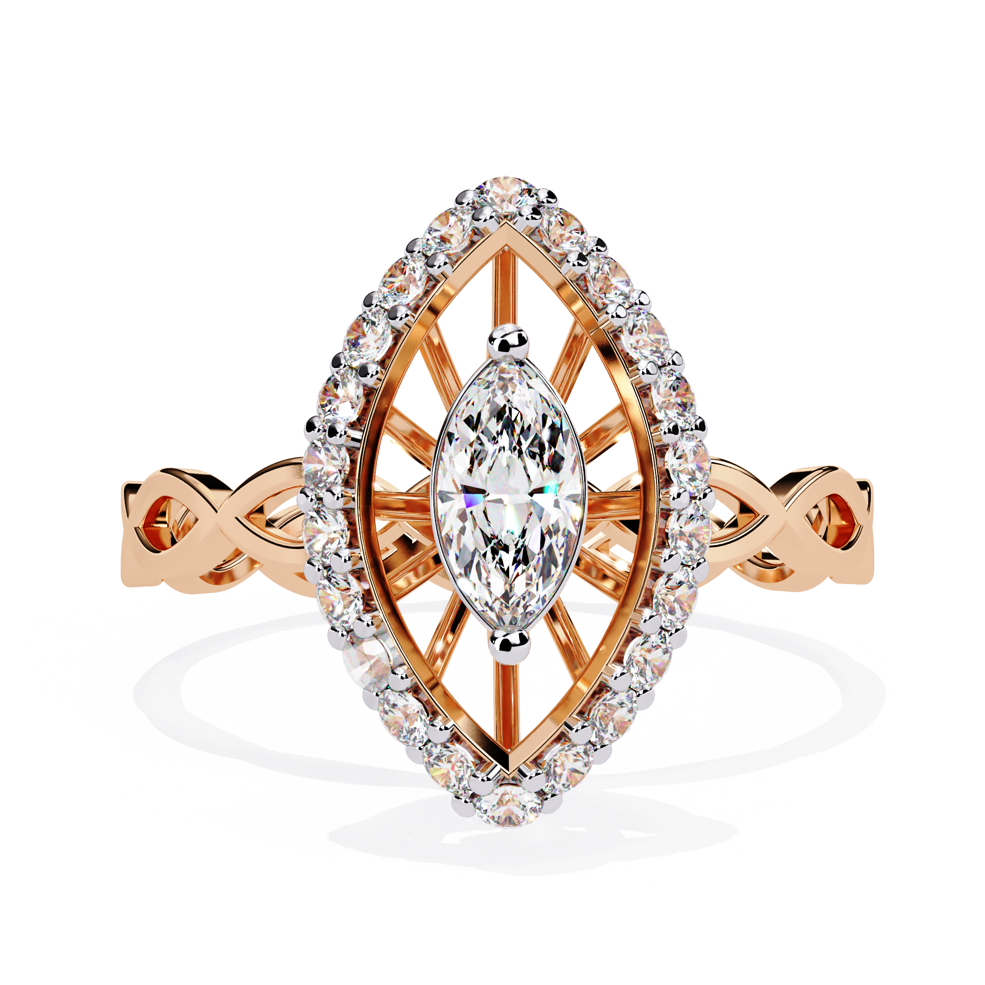 Vintage Marquise Halo Lab Grown Diamond Ring