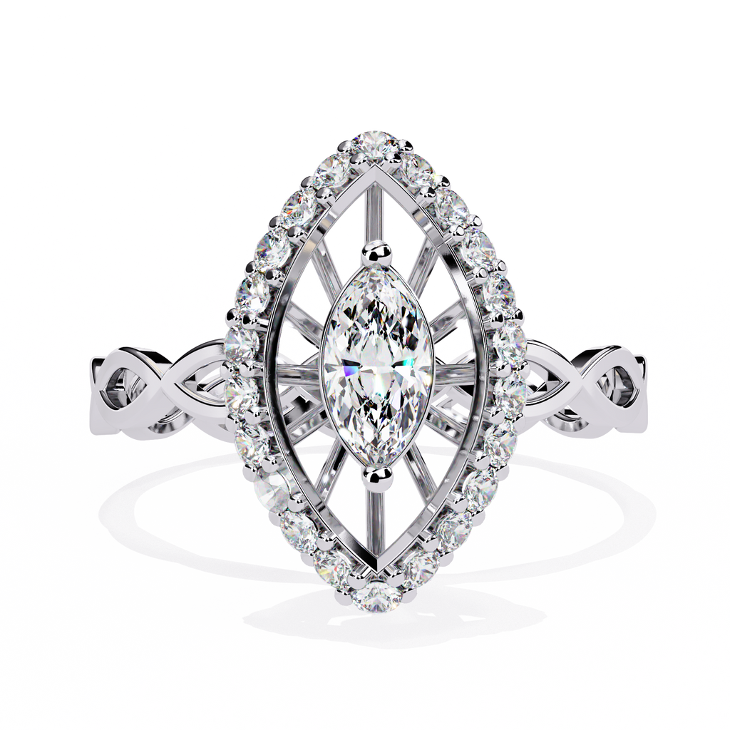 Vintage Marquise Halo Lab Grown Diamond Ring