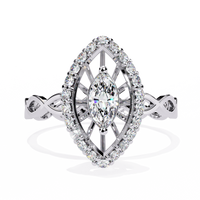 Vintage Marquise Halo Lab Grown Diamond Ring