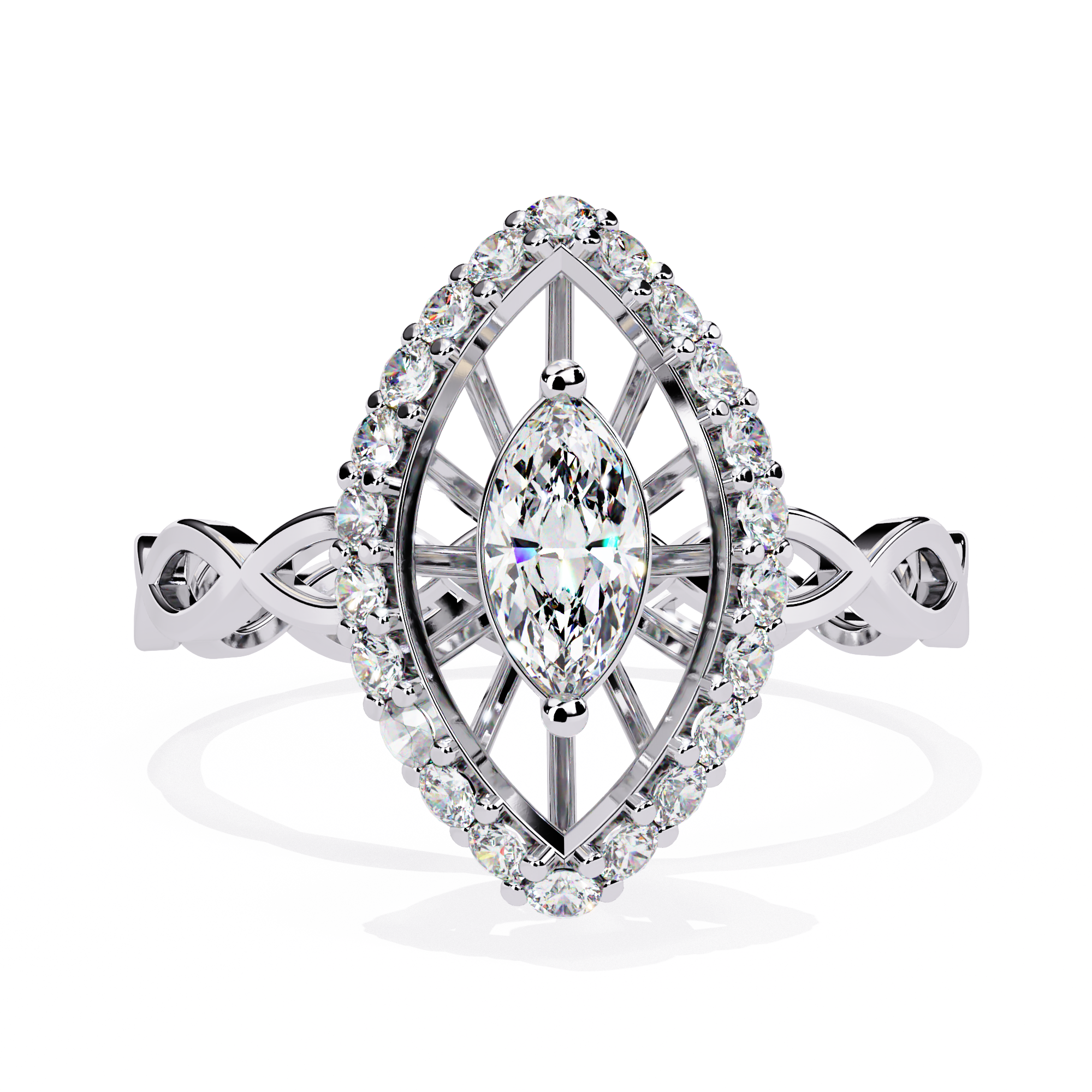 Vintage Marquise Halo Lab Grown Diamond Ring