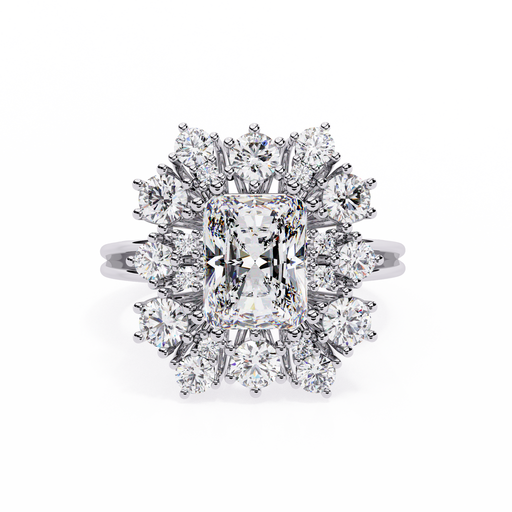 Radiant-Cut Lab Grown Diamond Halo Ring
