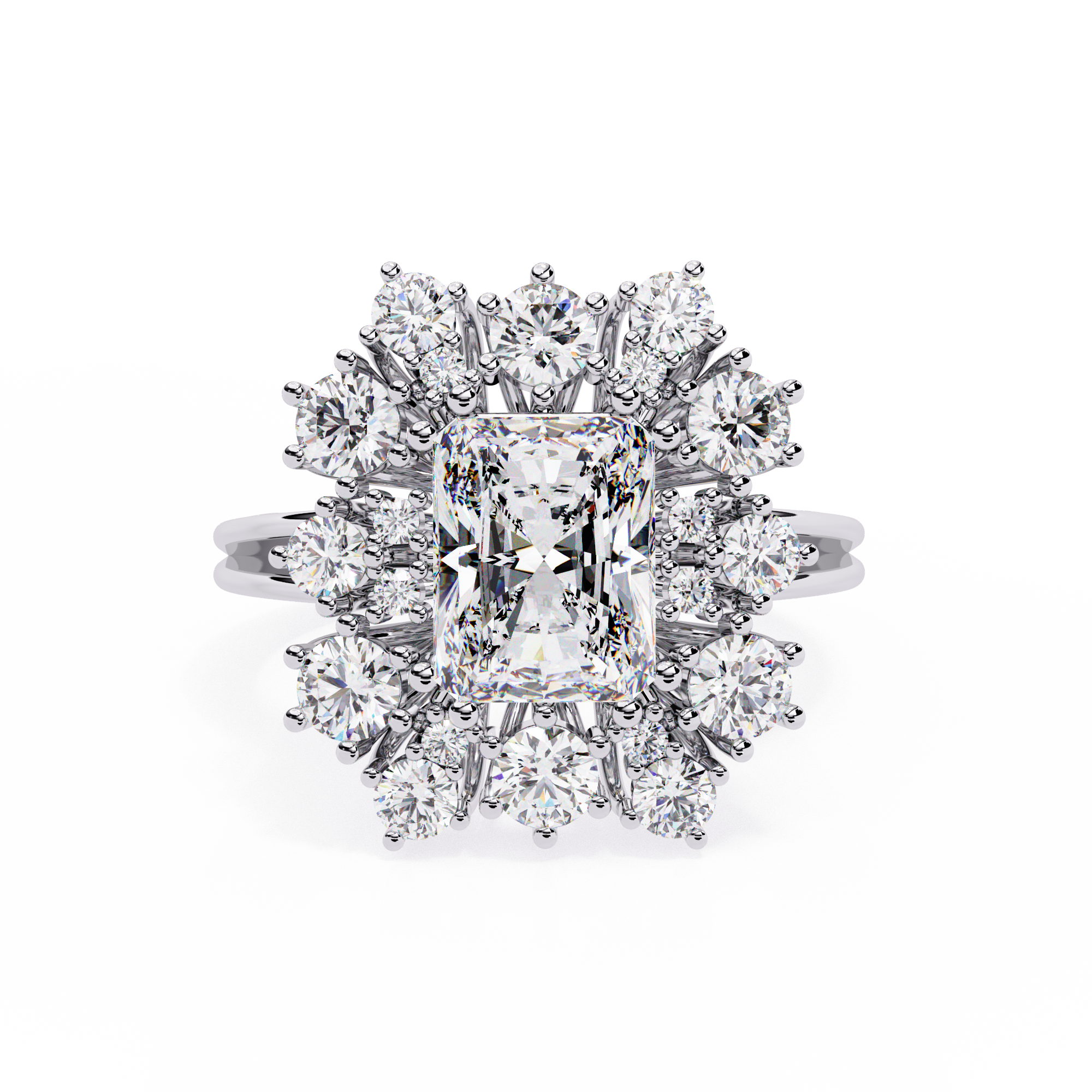 Radiant-Cut Lab Grown Diamond Halo Ring