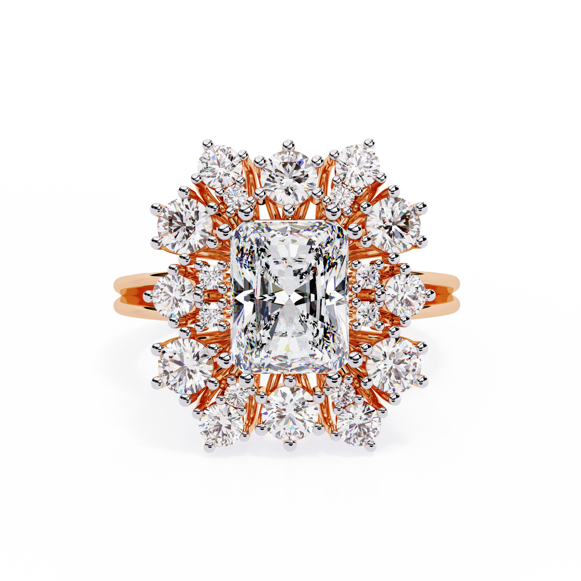 Radiant-Cut Lab Grown Diamond Halo Ring
