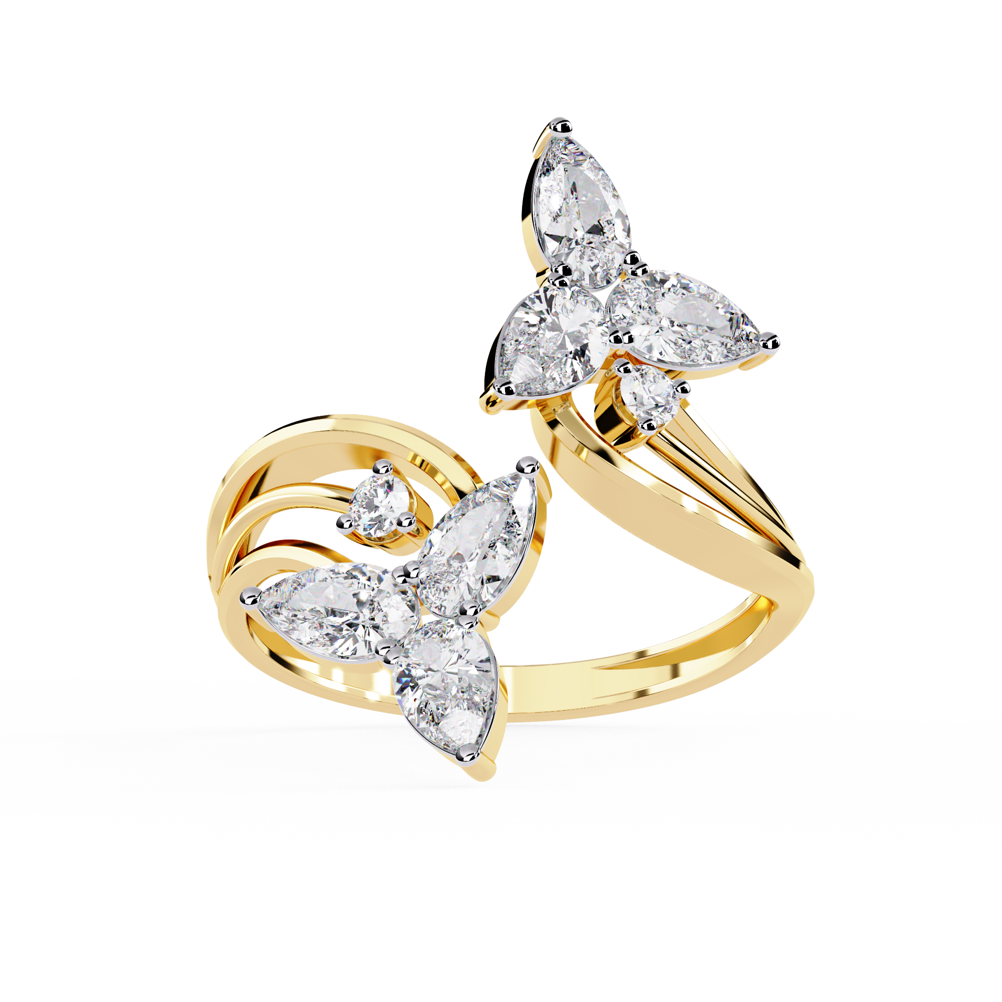 Elegant Floral-Inspired Open Wrap Lab Grown Diamond Ring